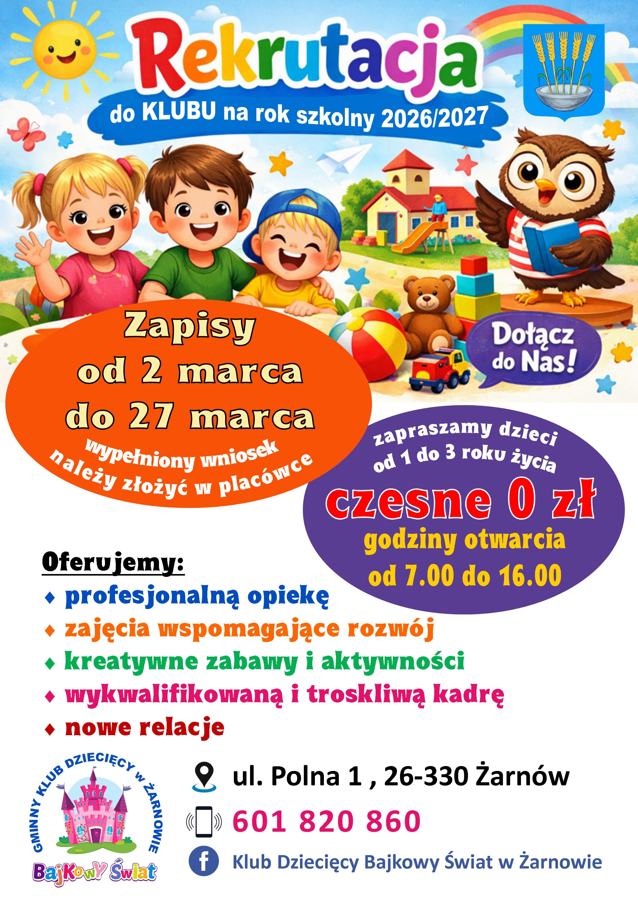 Plakat z informacją o rekrutacji