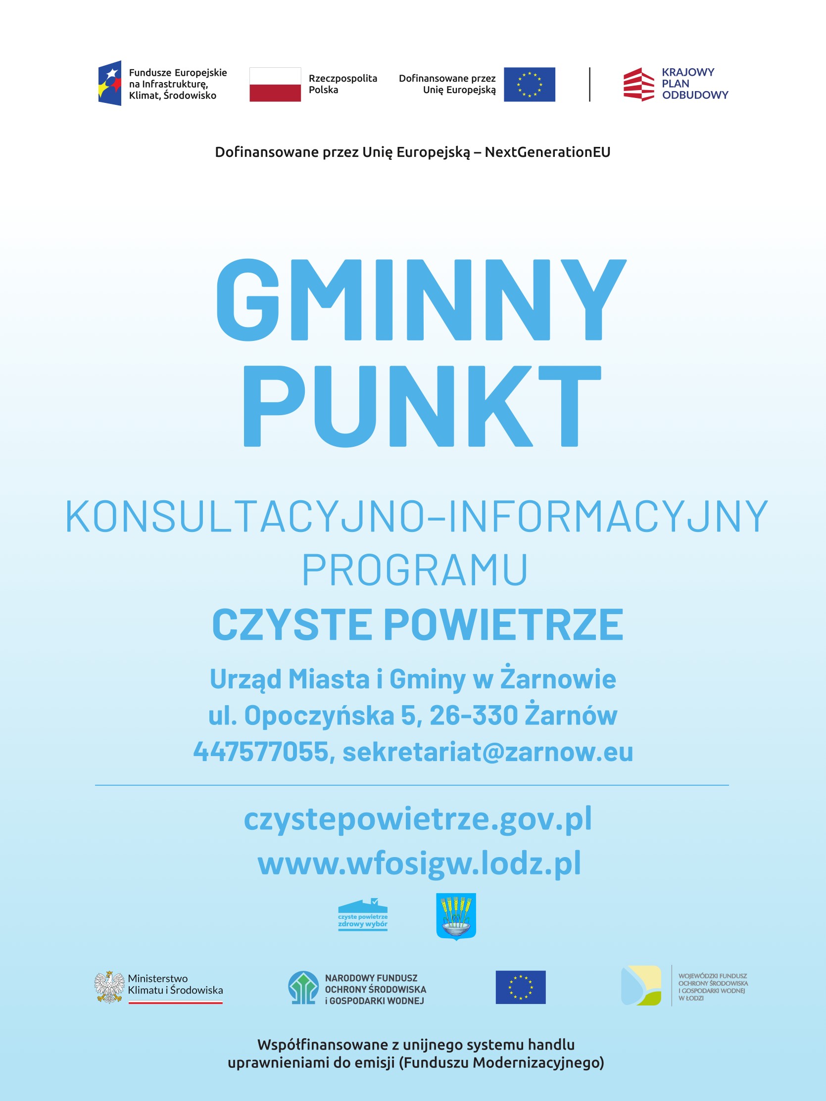 Gminny Punkt Konsultacyjno-Informacyjny Programu Czyste Powietrze w Urzędzie Miasta i Gminy w Żarnowie