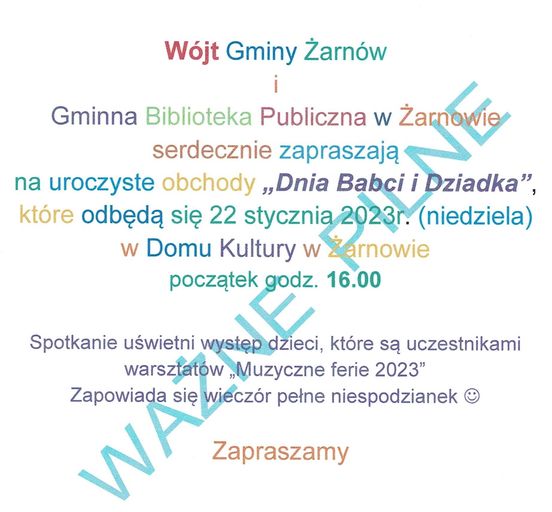 Dzień Babcie i Dziadka w Domu Kultury w Żarnowie 2023