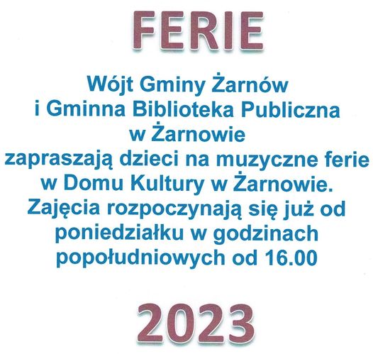 Muzyczne Ferie 2023