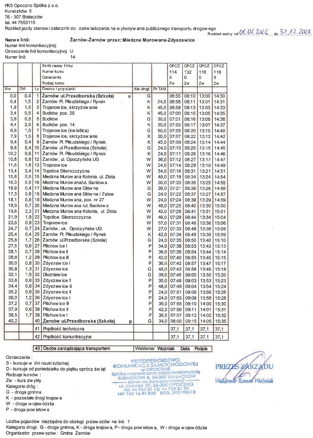 Rozkłady jazdy linii nr 14, 15, 17