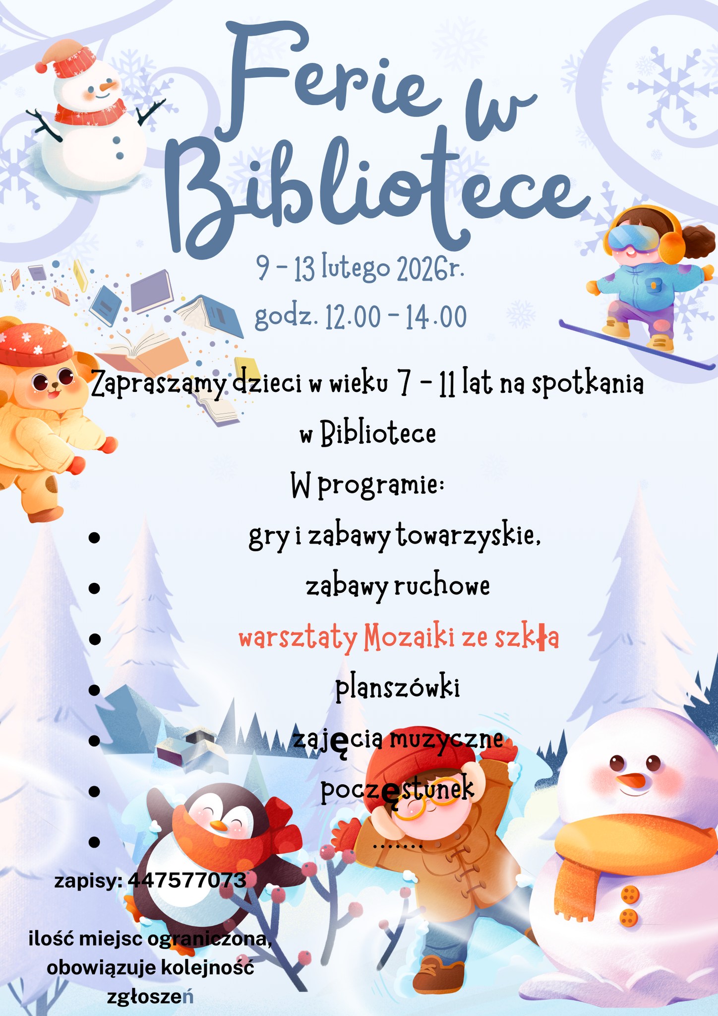 Ferie 2026 w Bibliotece w Żarnowie
