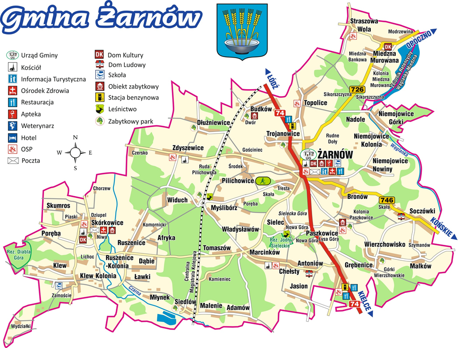 Mapa Gminy Żarn&oacute;w